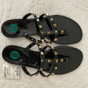 Nicole Miller Black Jelly Sandals - Size 8